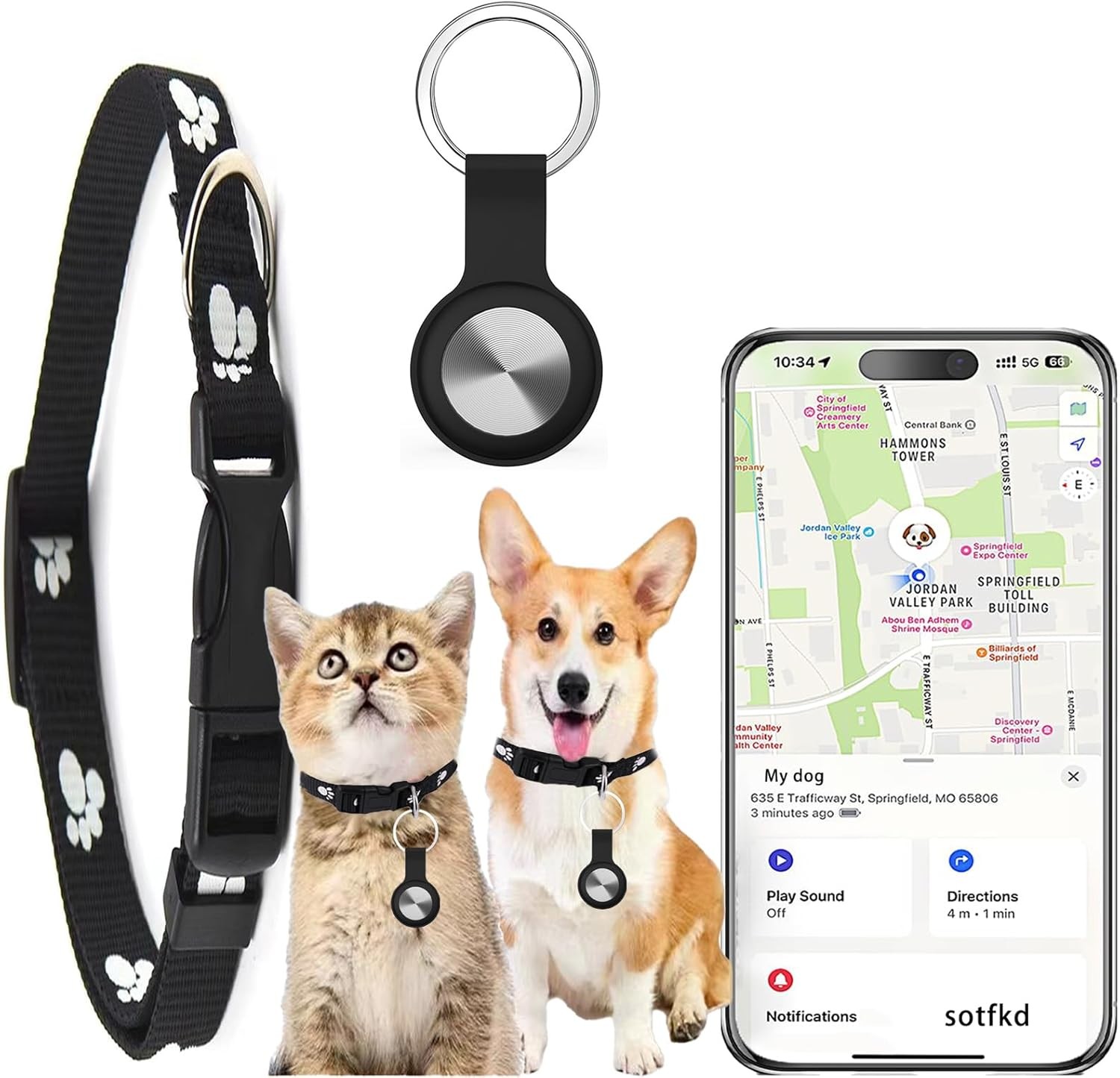 Real-Time GPS Tracker for Cats & Dogs | Pet Tracking Device | Android & iOS Comp