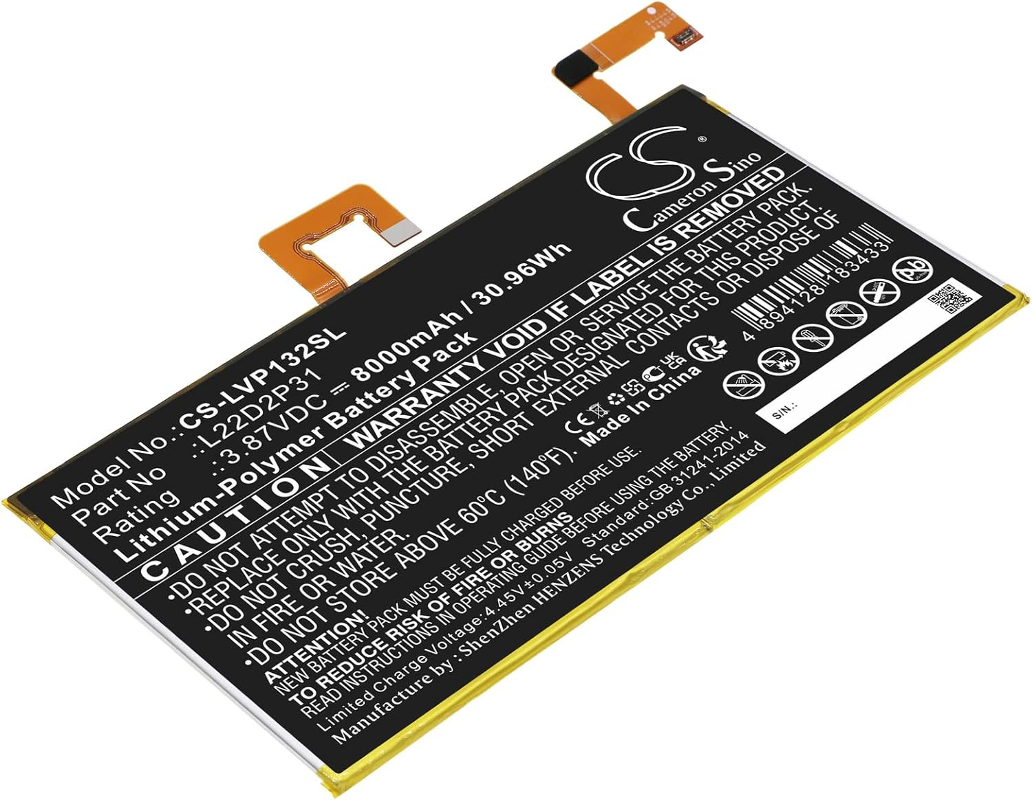 CS Kerui New 8000Mah / 30.96Whreplacement Battery for Tab P11 Pro, TB132F, TB-J7