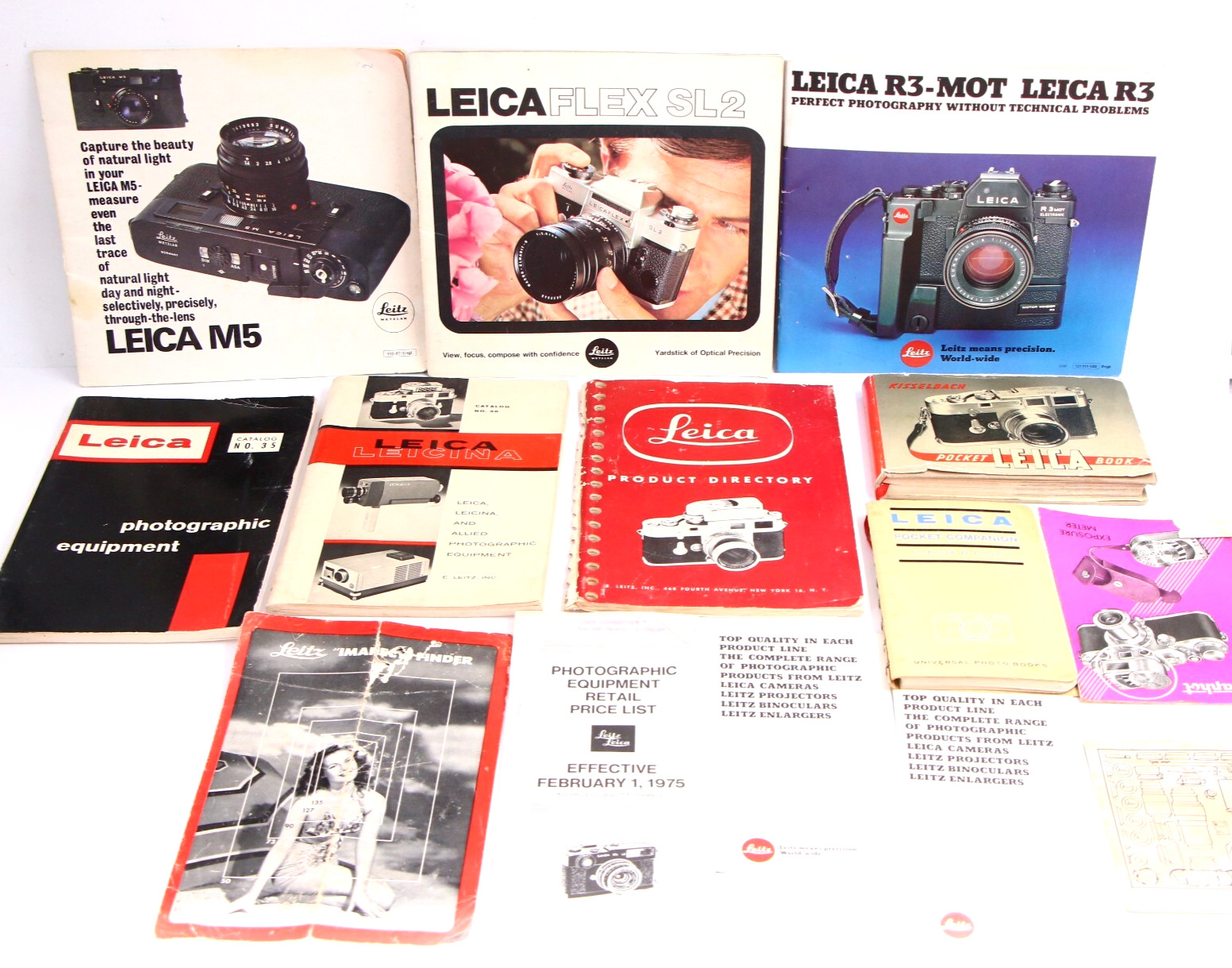 Leica Leitz M5, R3, Leicaflex SL2, Pocket Book Brochures/Pamphlets/Catalogs Lot