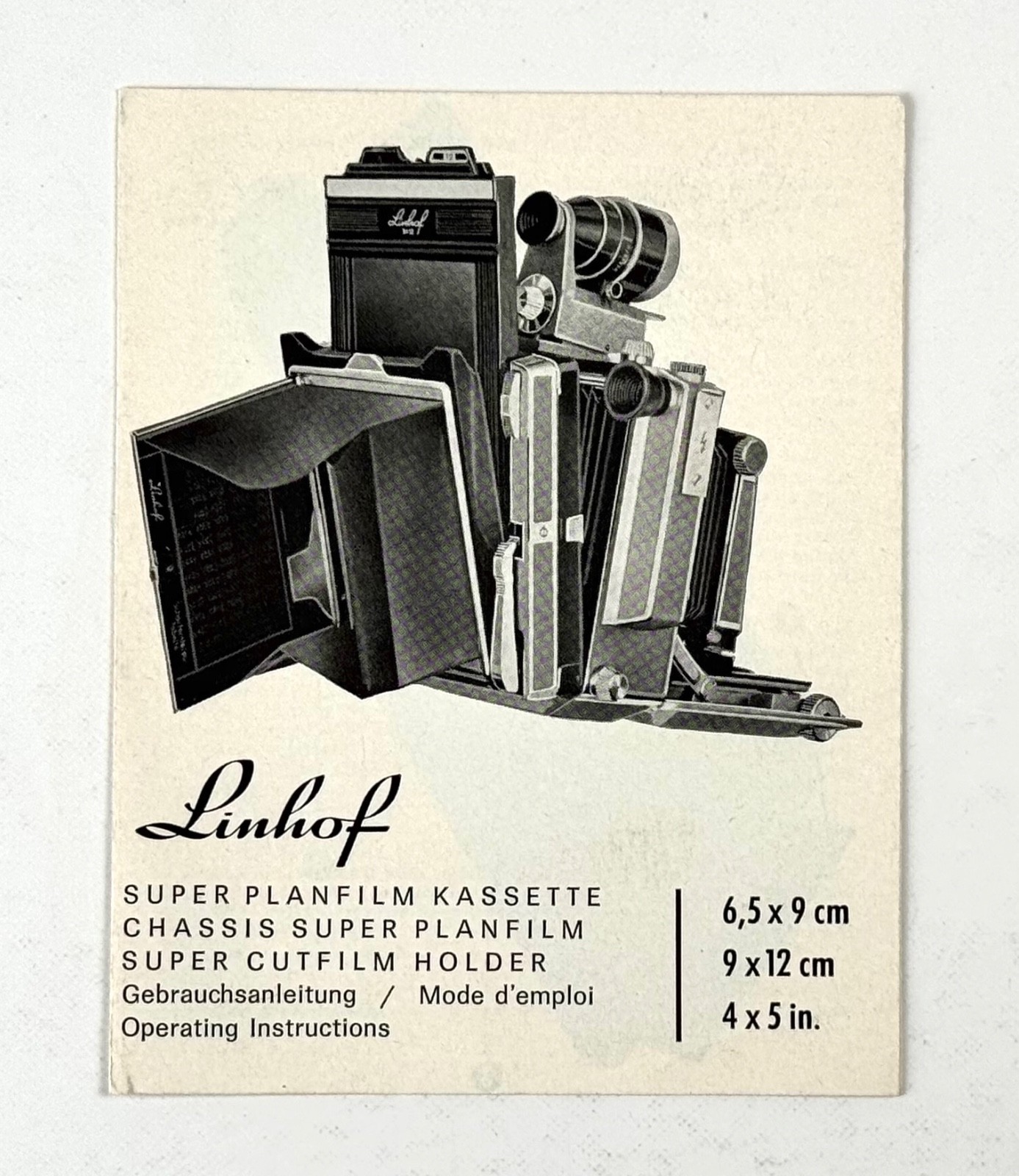Linhof Super Cutfilm Holder INSTRUCTION MANUAL / OPERATING / USERS GUIDE