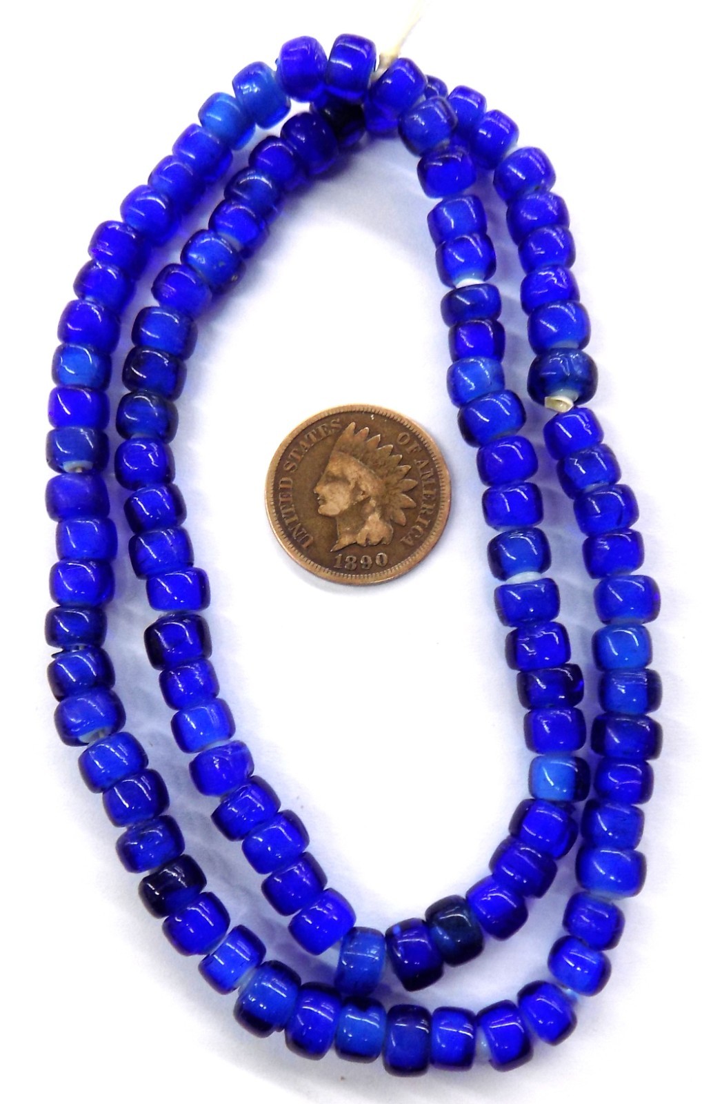 100 RARE Granny Smith Green White Heart African Trade Beads  T2609    Bin   W91