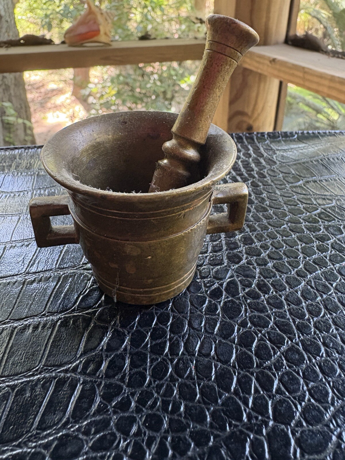 Antique Mortar and Pestle Brass Apothecary Pharmaceutical Mini Medicine Spices