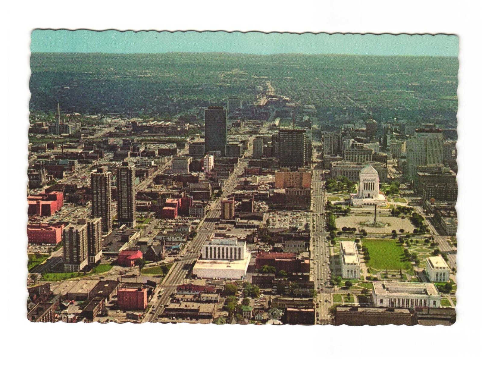 Downtown Indianapolis IN aerial view vintage postcard unposted