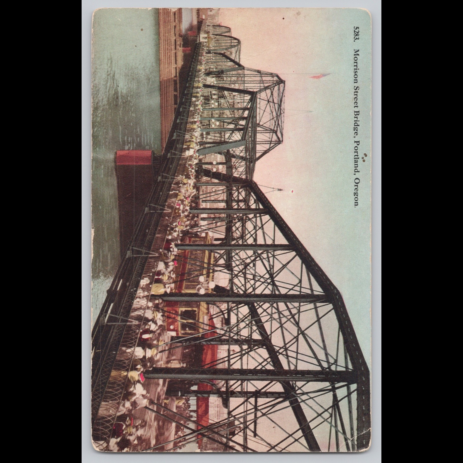 Antique Postcard Morrison Street Bridge Portland Oregon Architecture