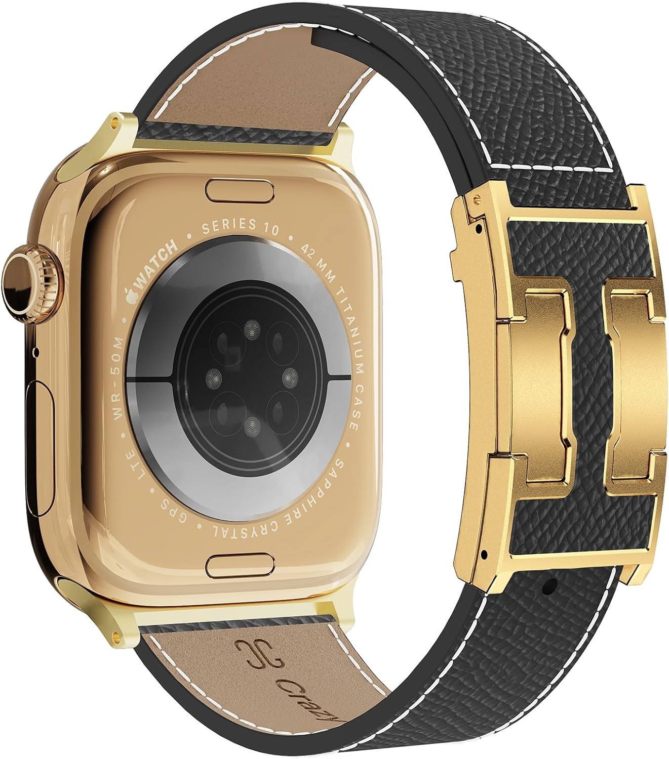 Designer Leather Strap Compatible with Apple Watch 49mm 44mm Magnetic Buckle