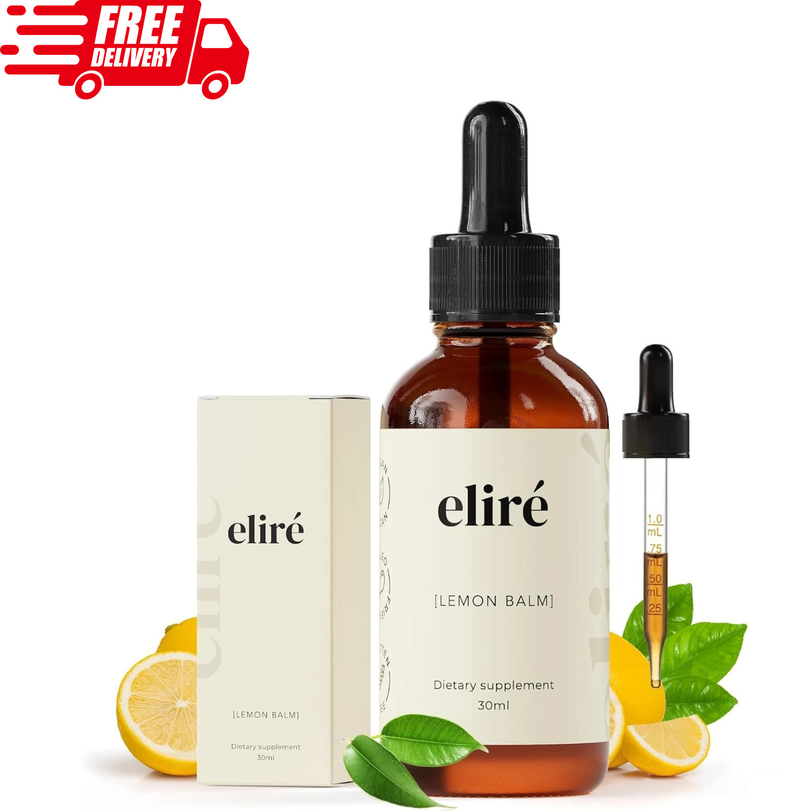 Organic Lemon Balm Drops (10:1) – Alcohol-Free Extract with Only 3 Ingredients