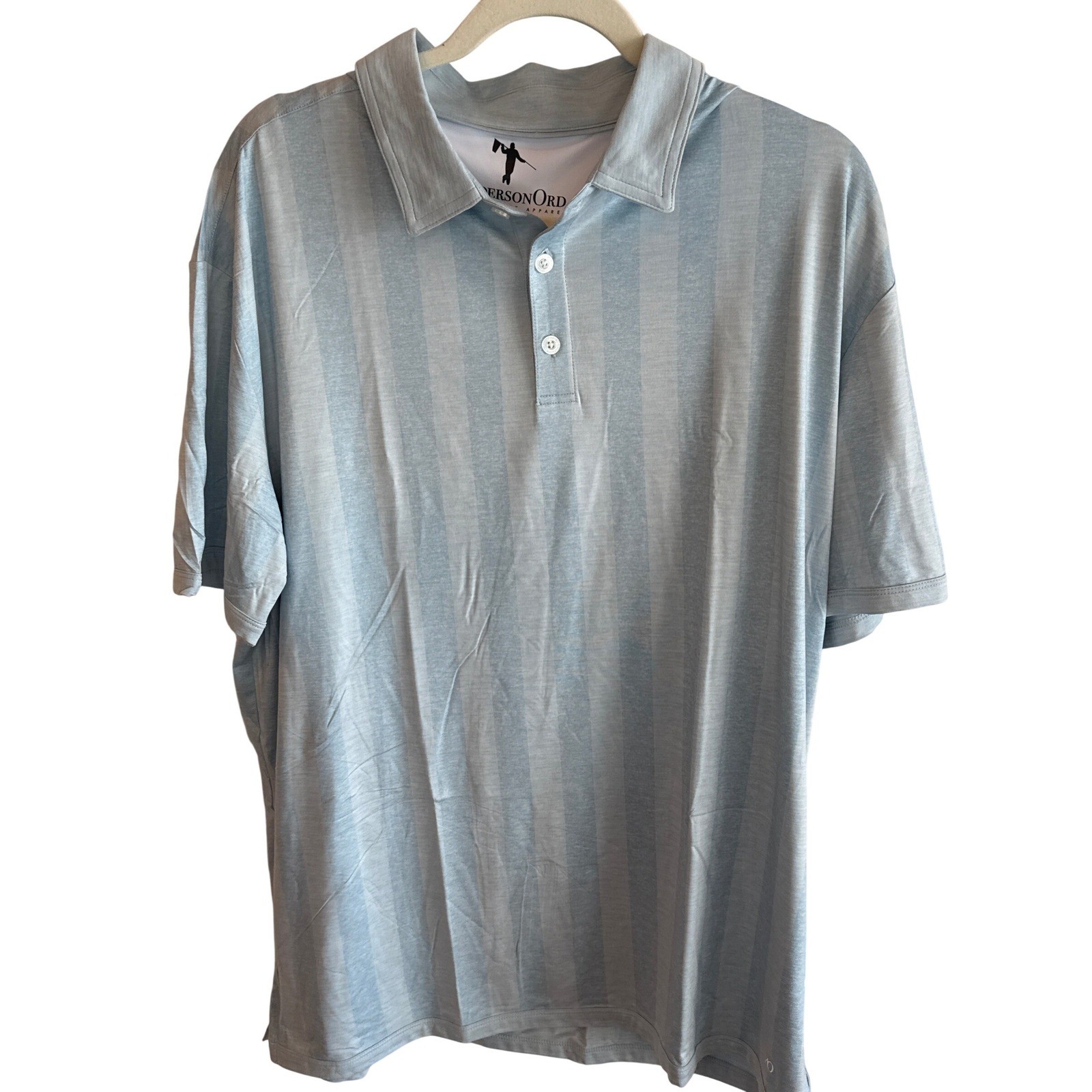 AndersonOrd Bay Polo Mens XL Skyway Heather Striped Performance Golf Shirt NWT