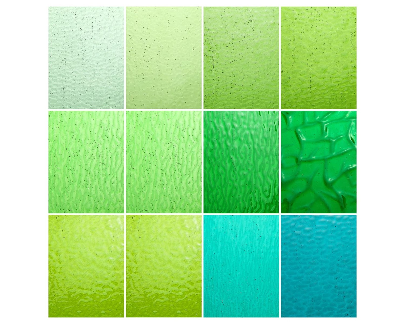 Lanyani Green Transparent Stained Glass Sheets for Craft, 6x4 inch Colored Te...