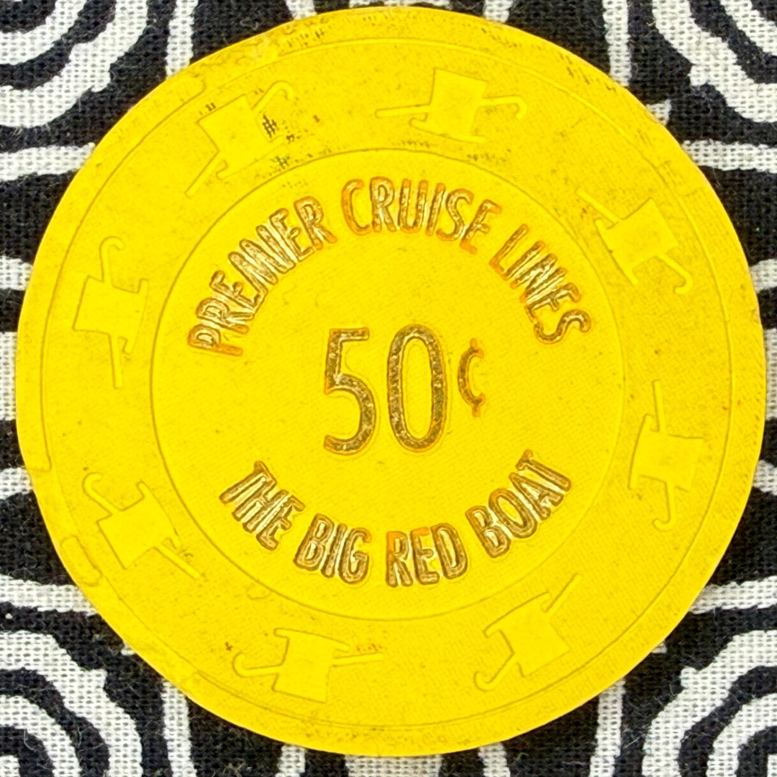 Premier Cruise Lines 50¢ $0.50 *Nicked* Big Red Boat Wet Ships Casino Chip C36