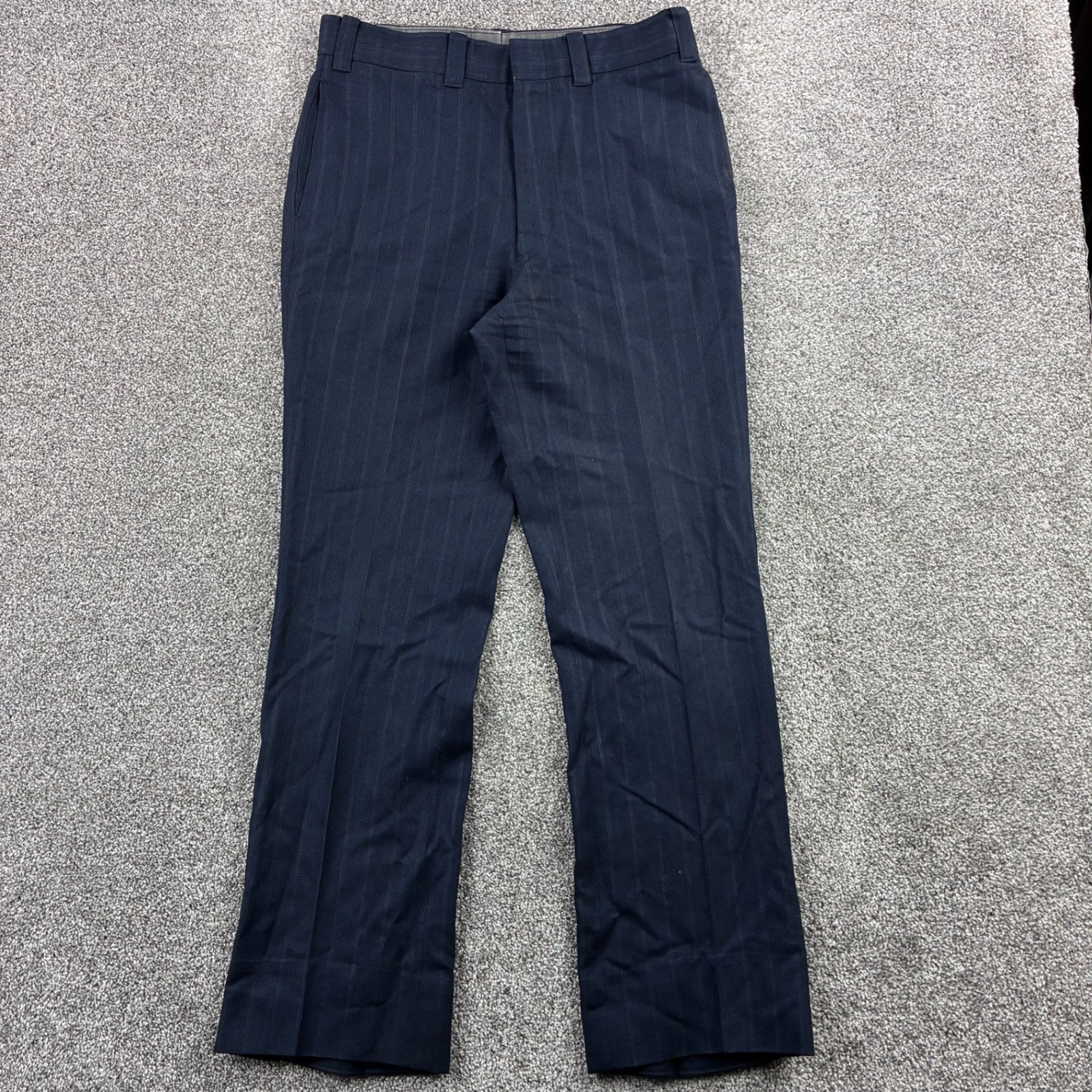 Vintage 70s Drop Loop Pants Mens 32x30 Striped Wool Blend Dress