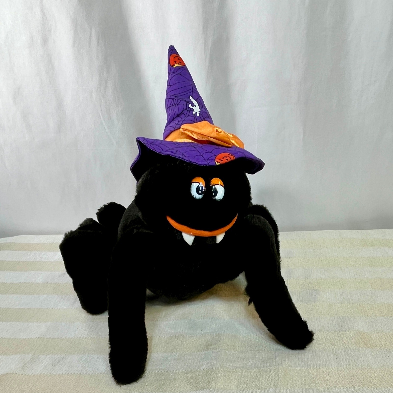 Fiesta Plush Halloween Black Spider Witches Hat 9" Stuffed Animal Toy Decor Soft