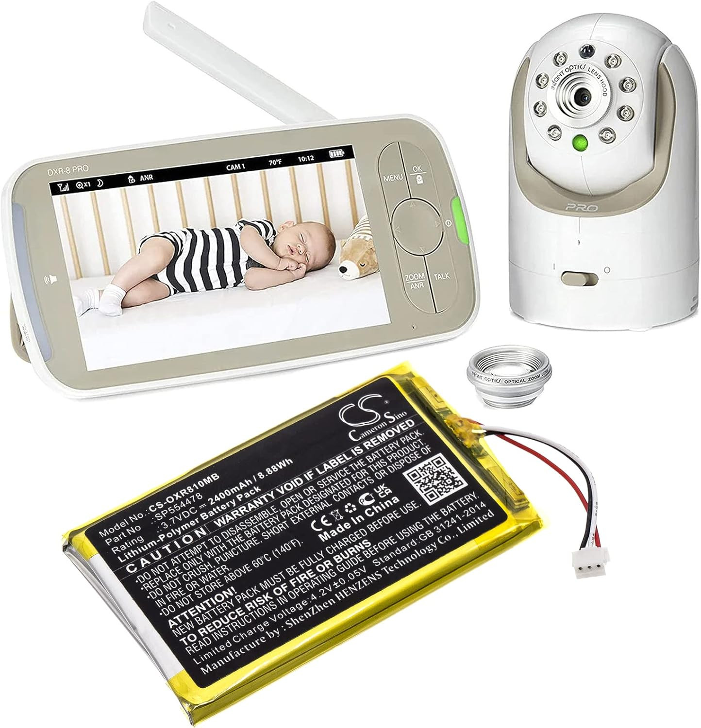 2400Mah / 8.88Wh Replacement Battery for Infant Optics DXR-8 Pro, SP554478