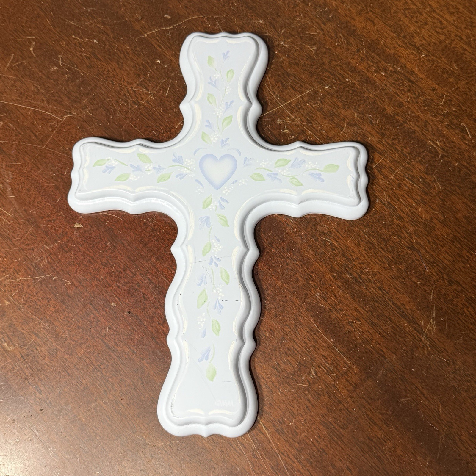 MM's Designs Plastic Wall Hanging Cross Texas, USA Blue Floral Design