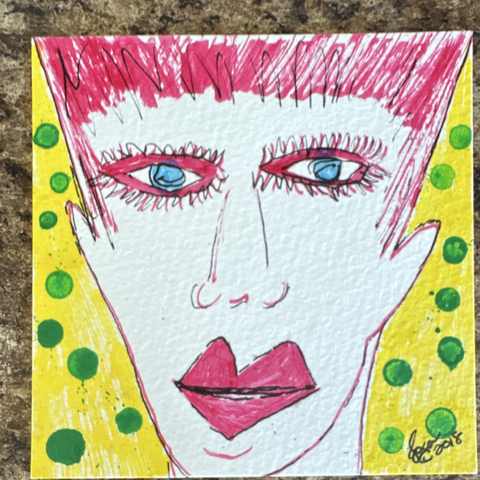 Contemporary Portrait Original Signed OOAK Ink Drawing Queer  2018