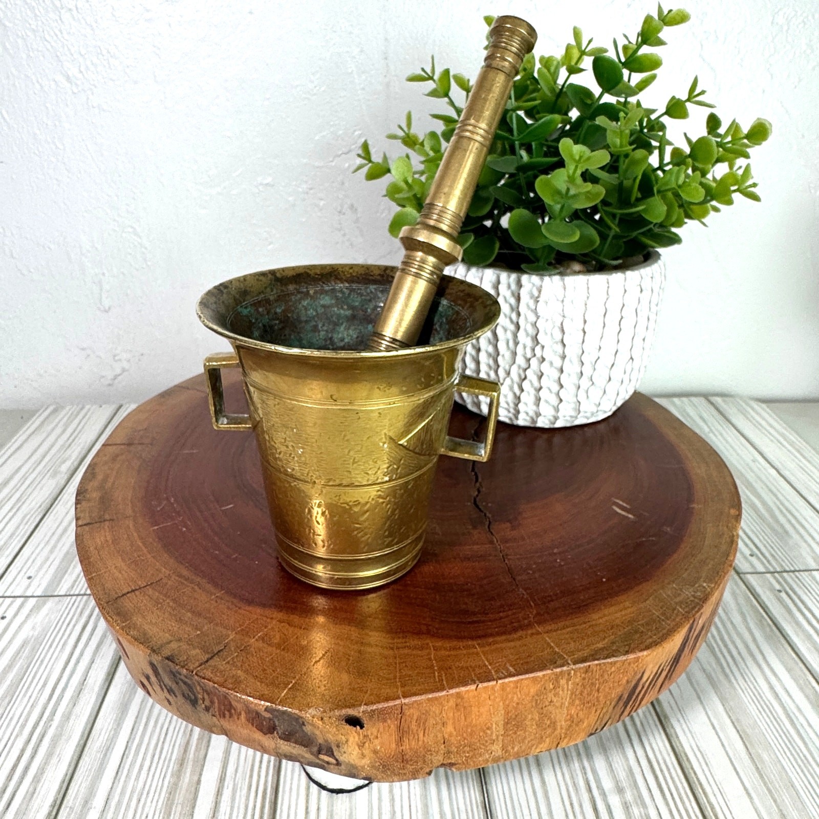 SKULTUNA #4 Heavy Brass Apothecary Mortar & Pestle EUROPEAN With Patina 