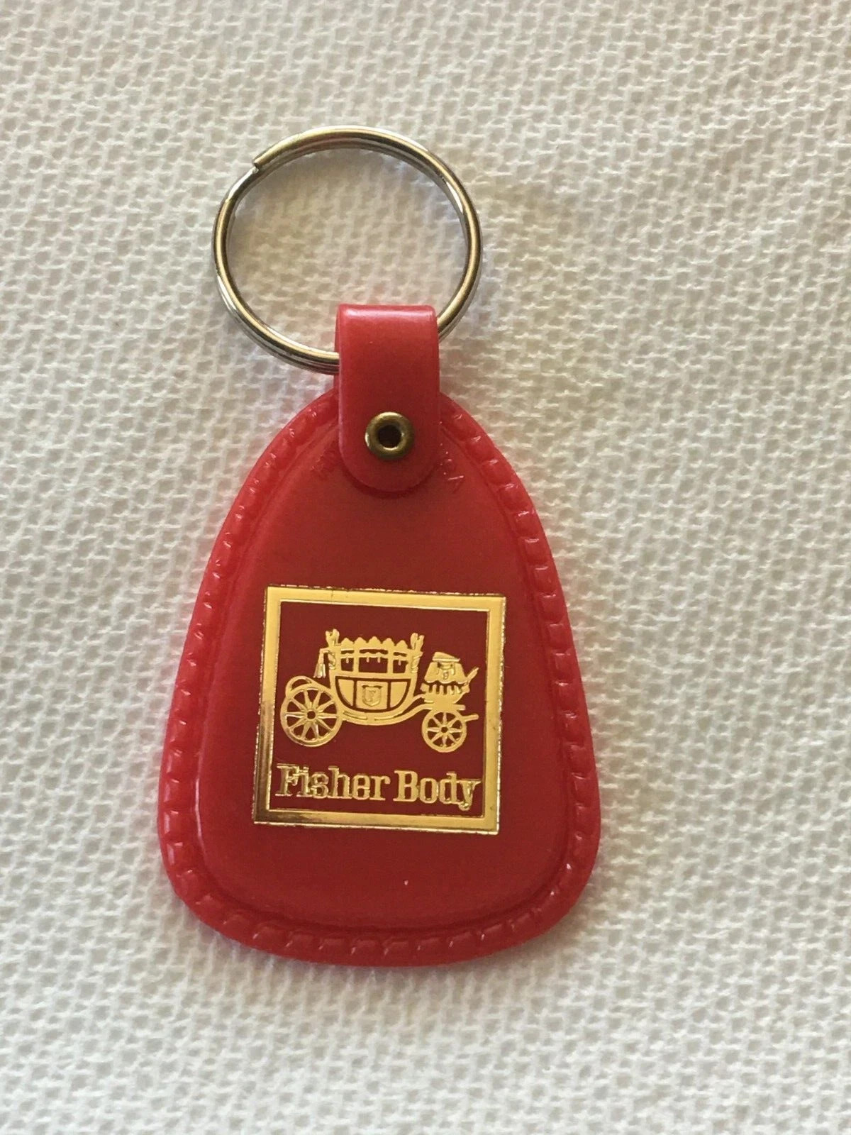 Body By Fisher Plastic Keychain, GM Chevrolet Pontiac Key Ring Accessory