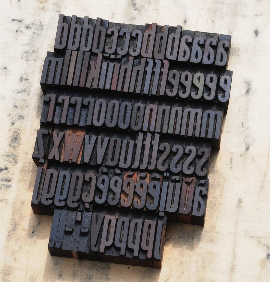 a-z alphabet letterpress wooden printing blocks wood type Vintage print typo ``