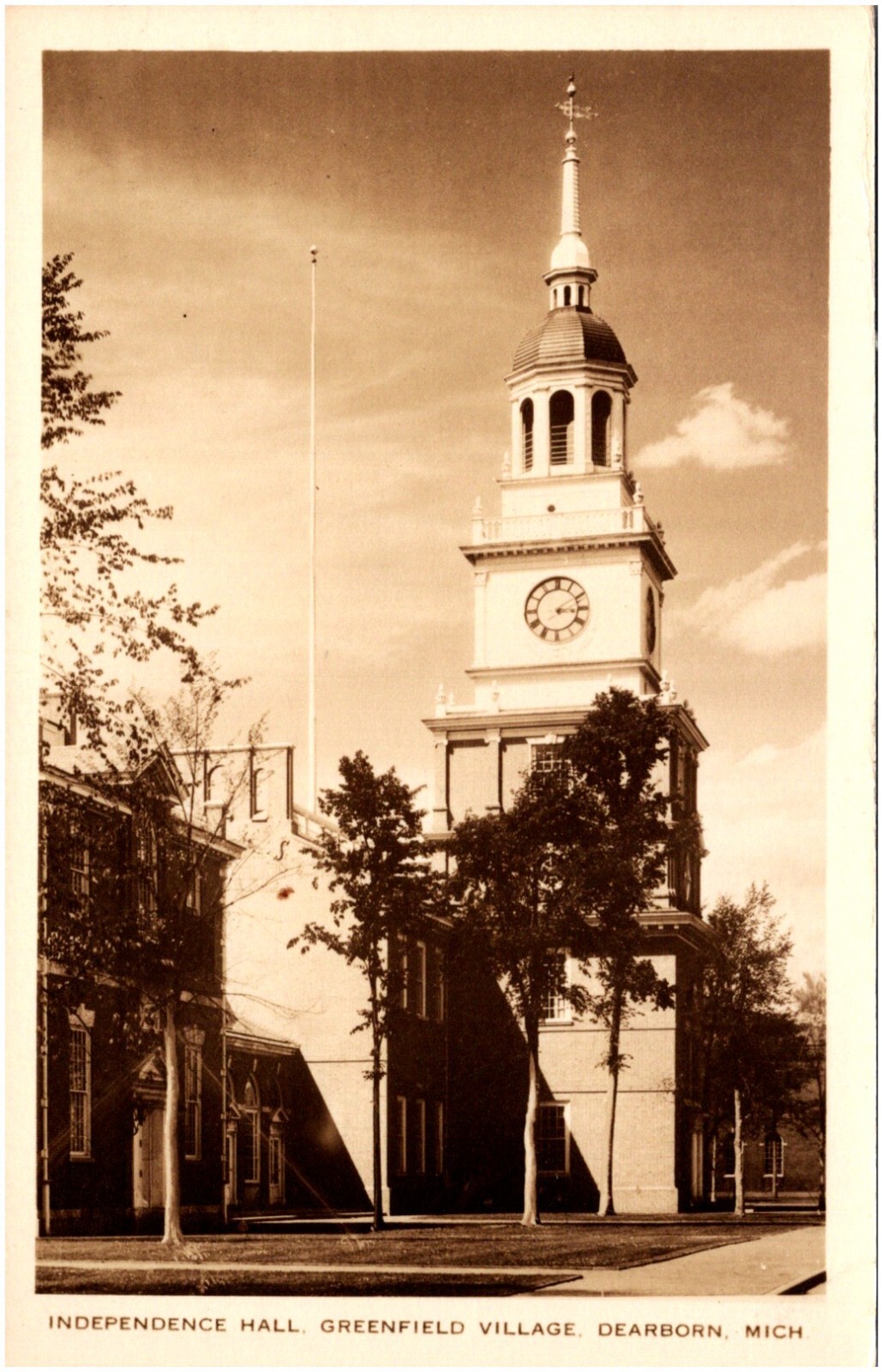 Independence Hall Greenfield Village Dearborn Michigan MI 1930s RPPC Postcard