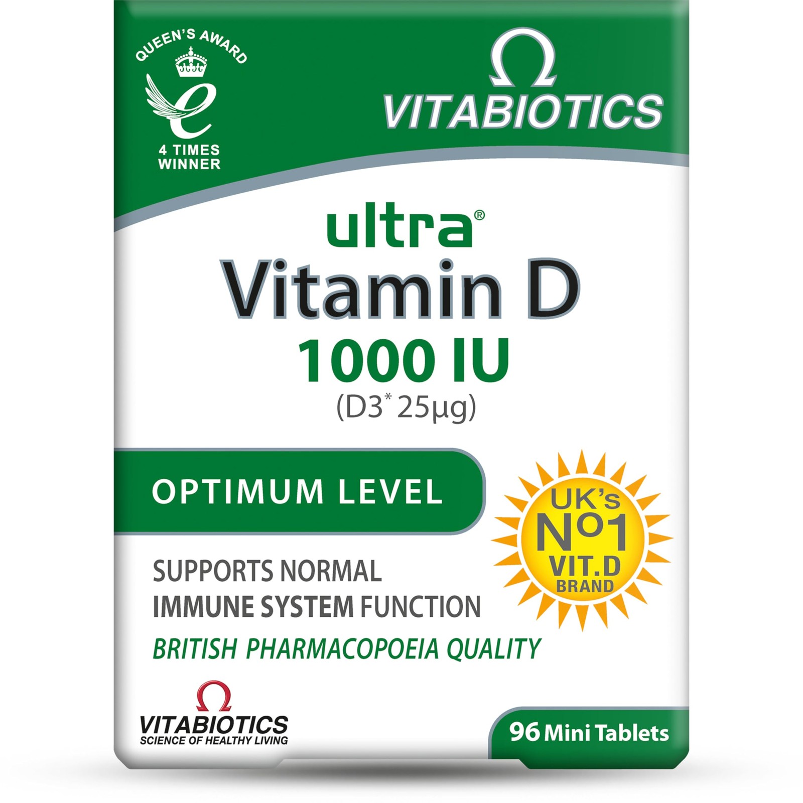 Ultra by Vitabiotics Vitamin D Tablets x 96 1 Count (Pack of 96), Multi 
