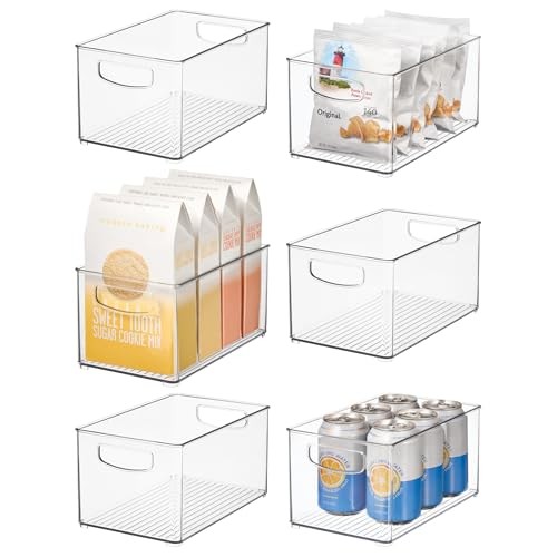  Stackable Clear Plastic Bin - Kitchen Organizers and Storage for Pack of 6