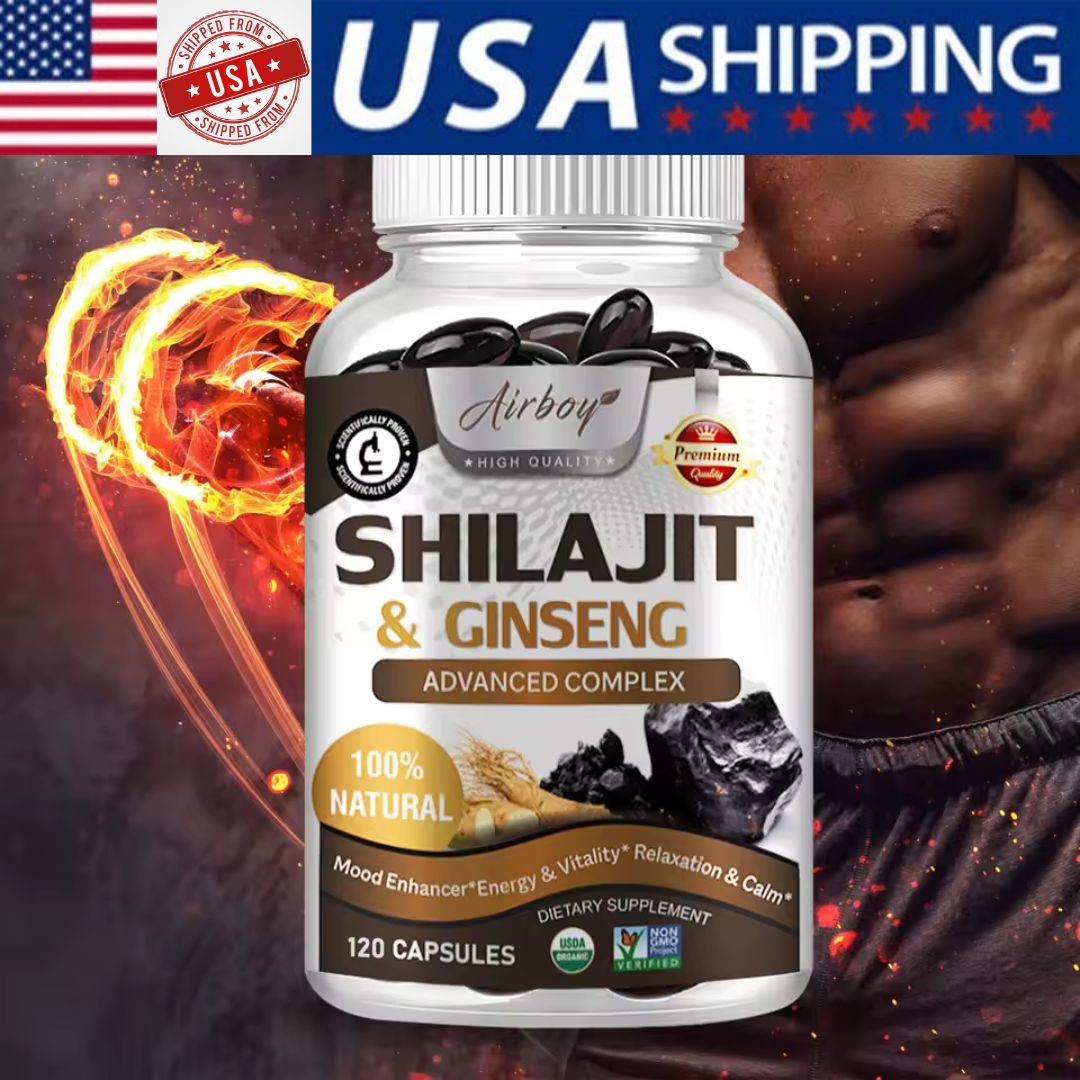 Shilajit & Ginseng Supplement - Provides Energy and Endurance, Enhances Brain