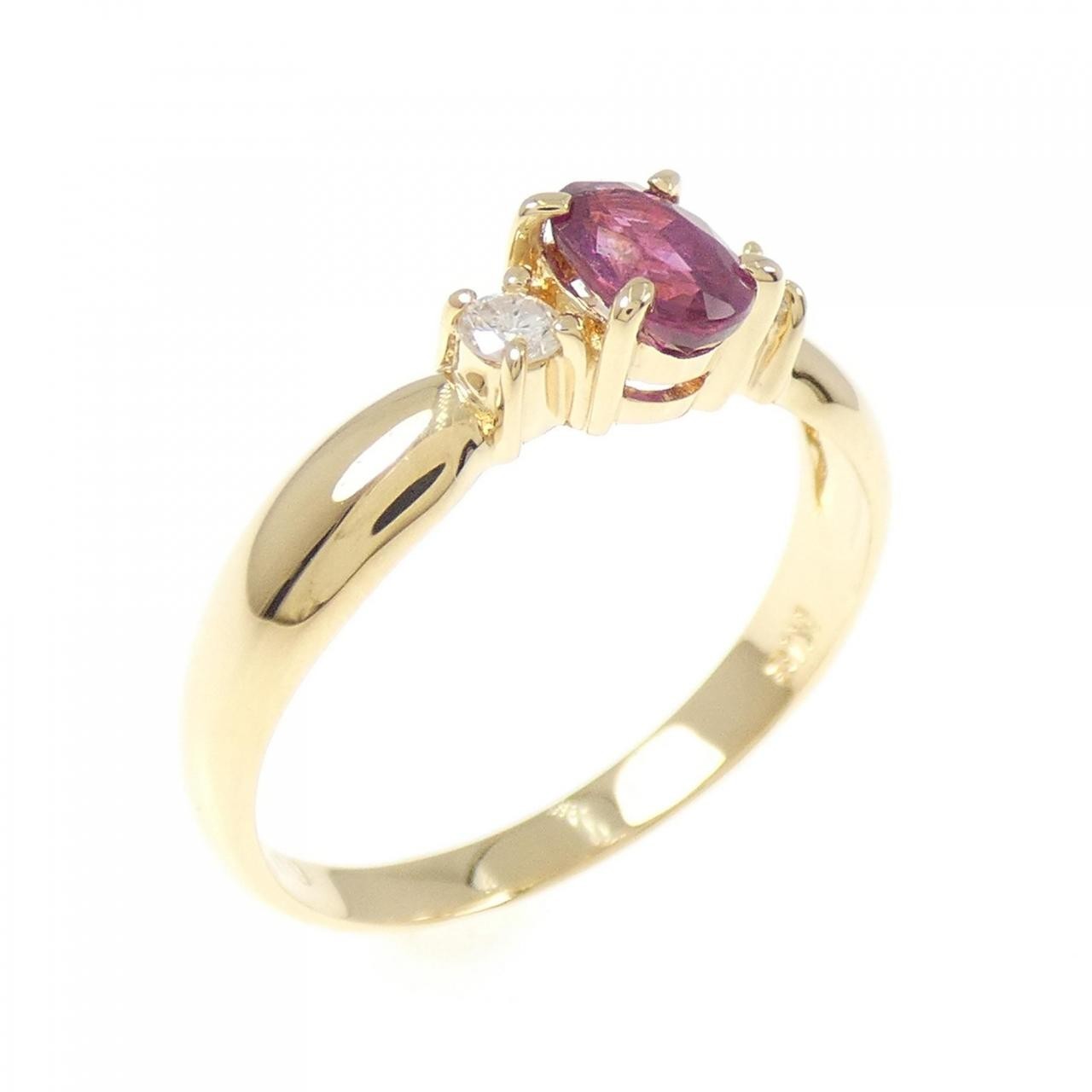 Authentic 18K Yellow Gold Ruby Ring 0.48CT #260-007-859-0311