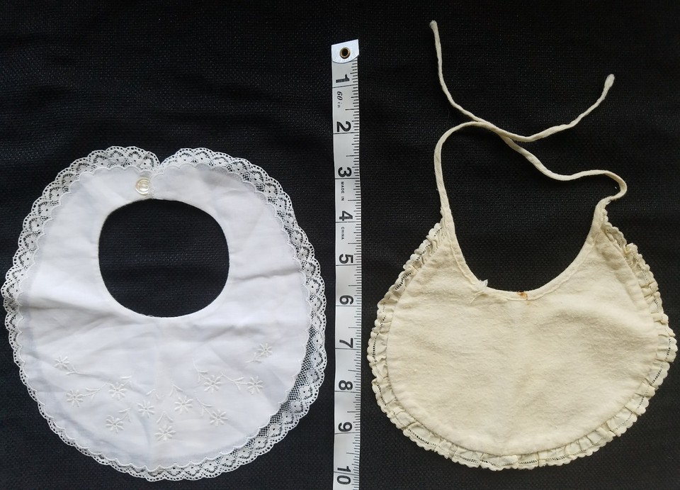 Vintage Doll Bibs Bisque 1 Made In Switzerland Lace A14