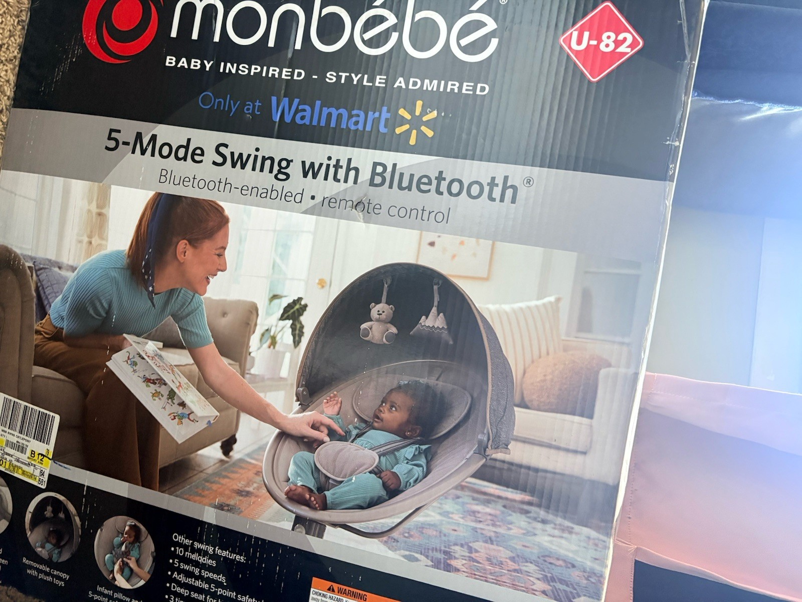 Monbebe Bluetooth-Enabled Remote Control Swing U-82 Gray Adjustable Speeds