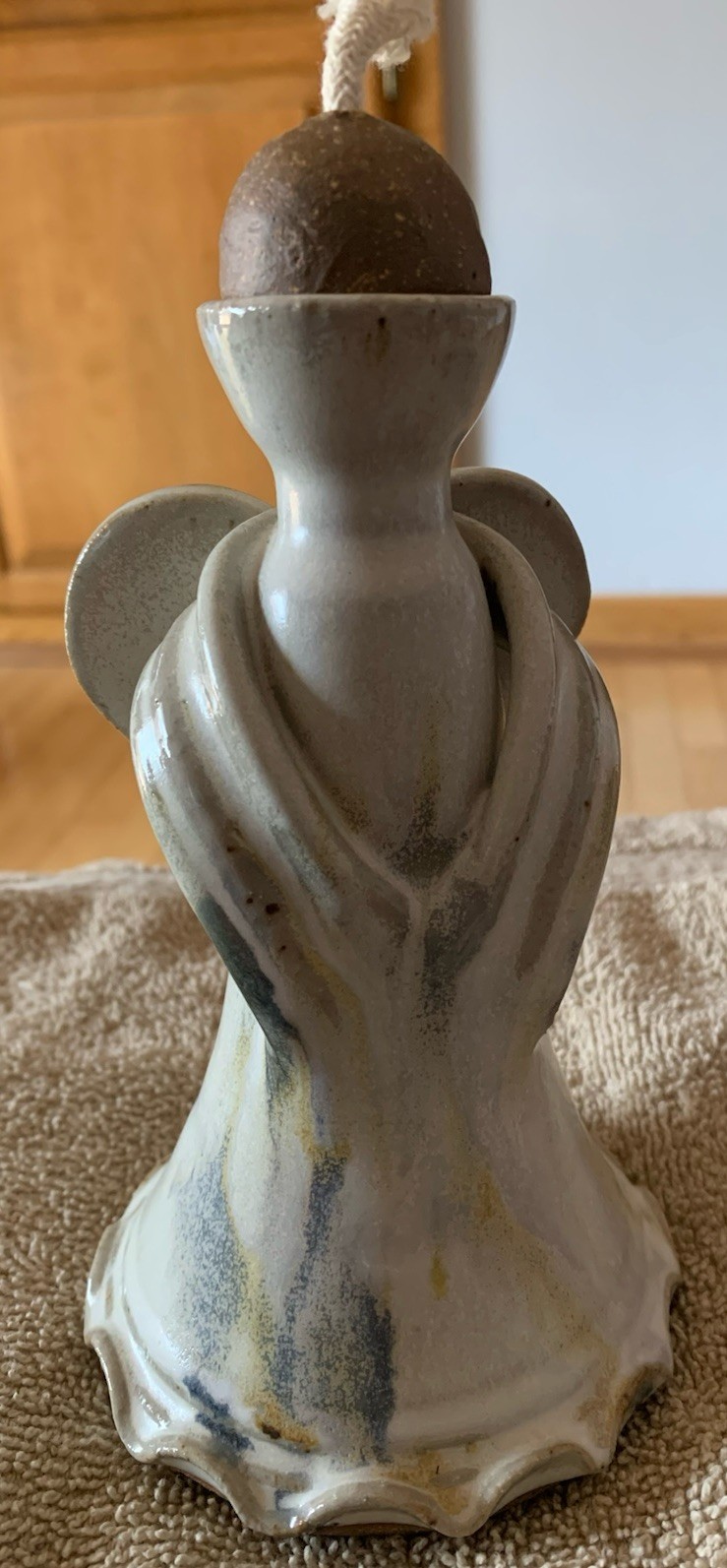 Studio Pottery  Oil Lamp Angel 7” Tall