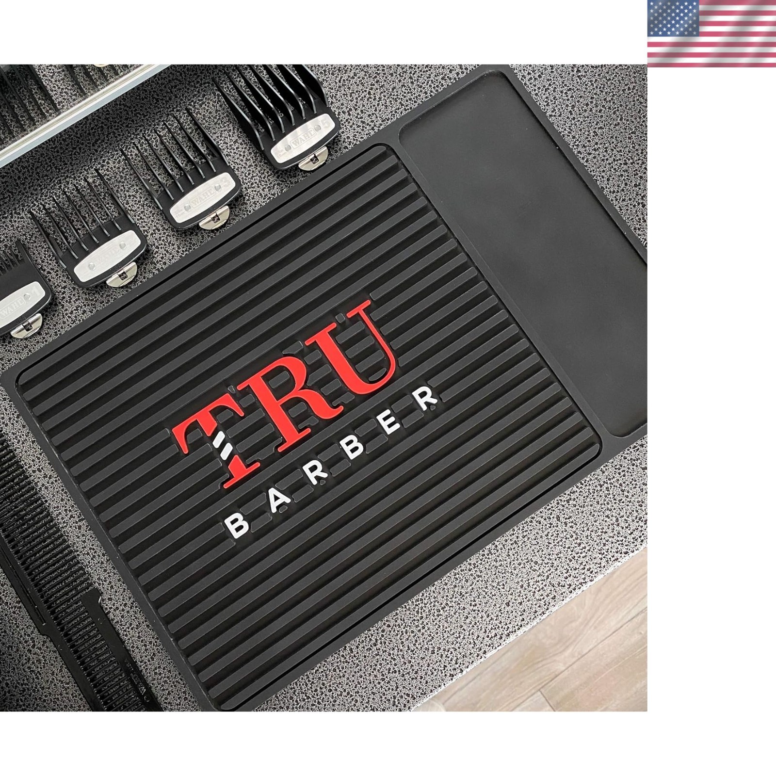 MAT Black/Red Flexible PVC Station Mat, Professional Mat, Salon and Barbersho...