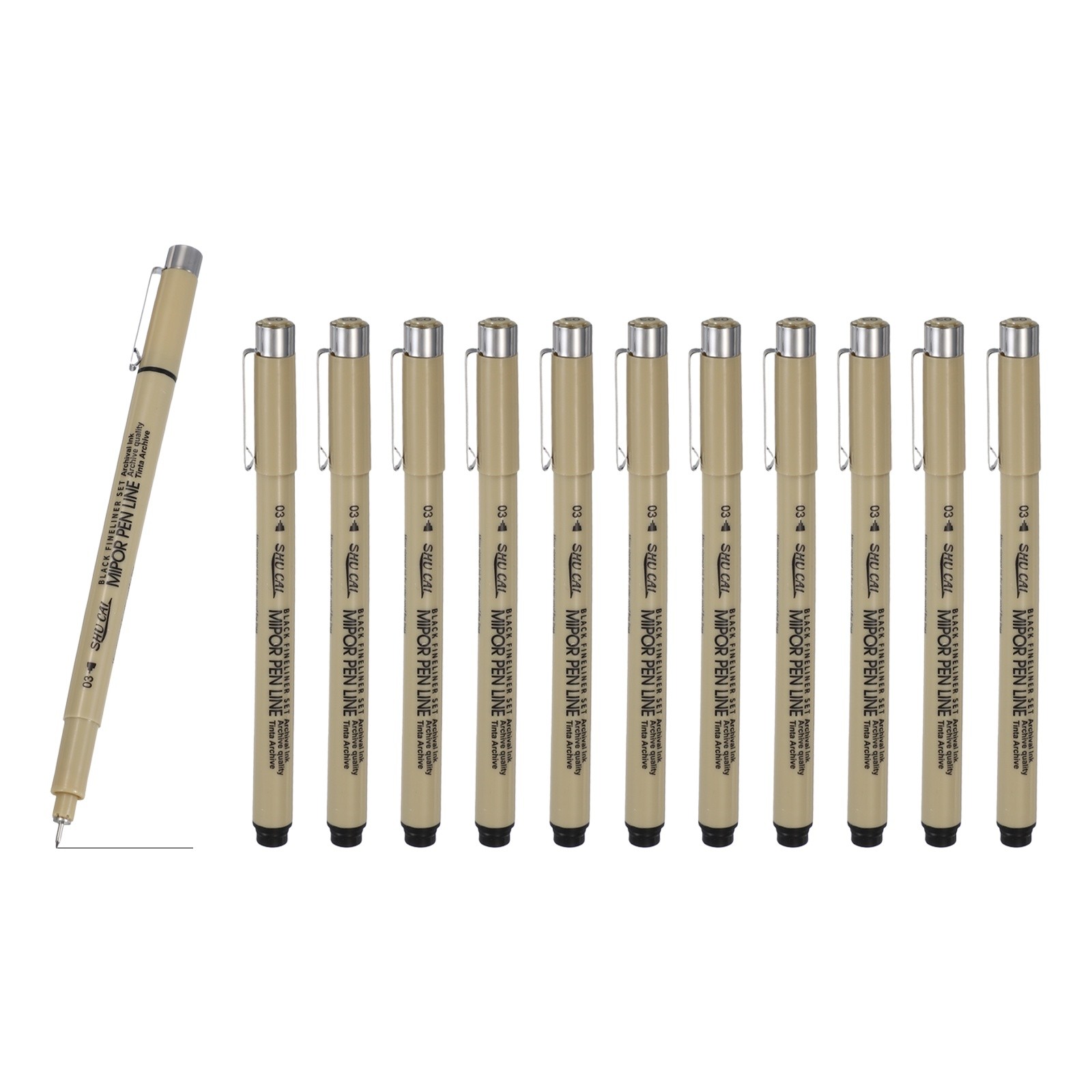 Fineliner Pens, 12 Pcs 03 0.35mm Fineliner Marker Black Waterproof Ink Pens