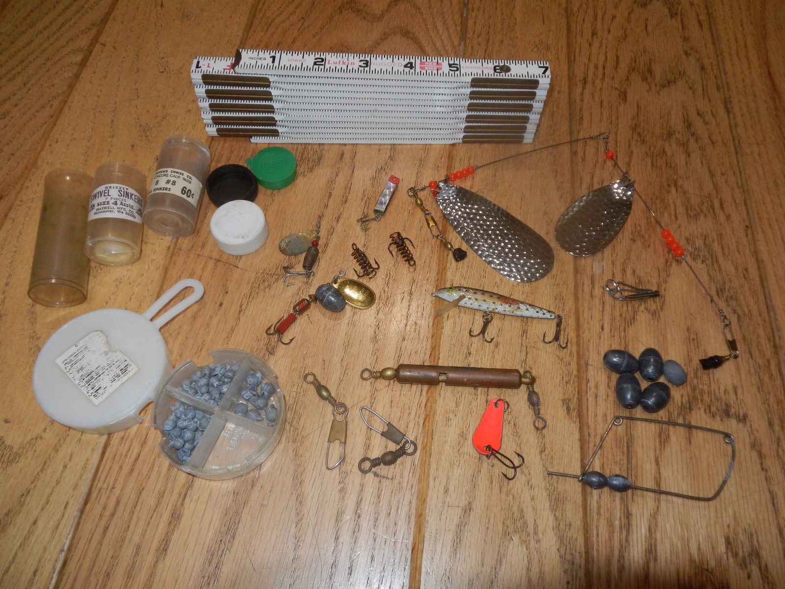 Vintage Fishing Lure Lead Weight Hook Lot Copper Sinker Release Rebel Mepps