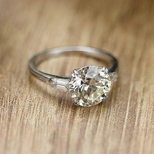 3Ct Round Lab Created Diamond Three Stone Engagement Ring 14K White Gold Finish