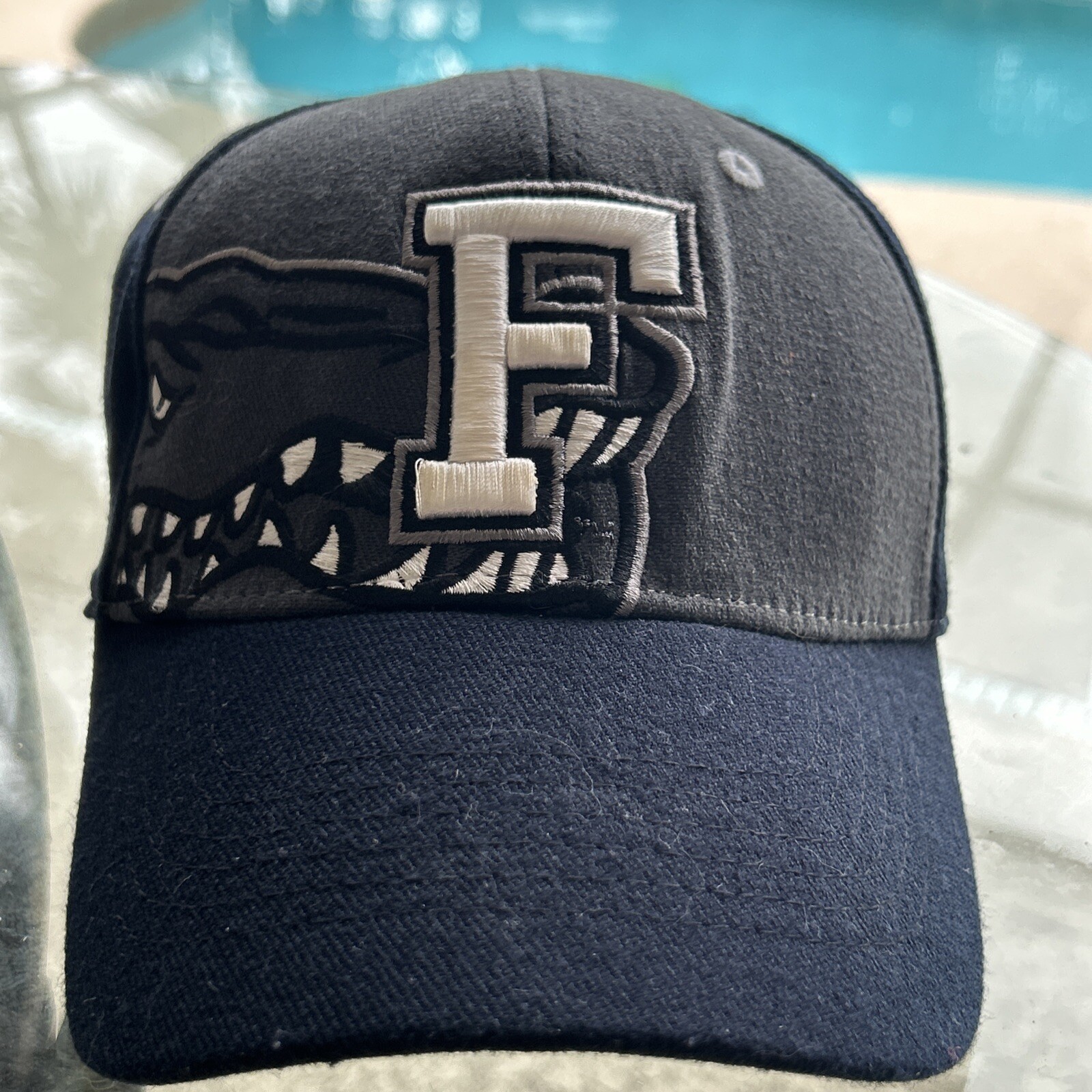 Vintage Florida Gators Flex Fitted Hat Top Of The World Blue Grey Chomp