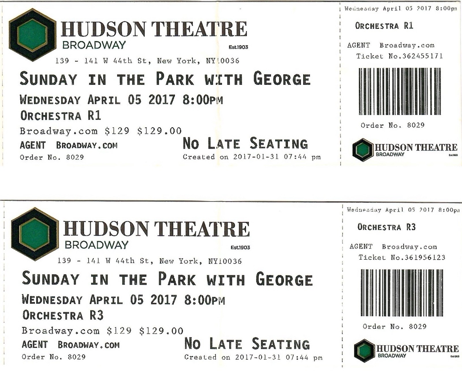 2 SUNDAYS IN THE PARK WITH GEORGE 2017 NYC BROADWAY TICKETS      JAKE GYLLENHAAL