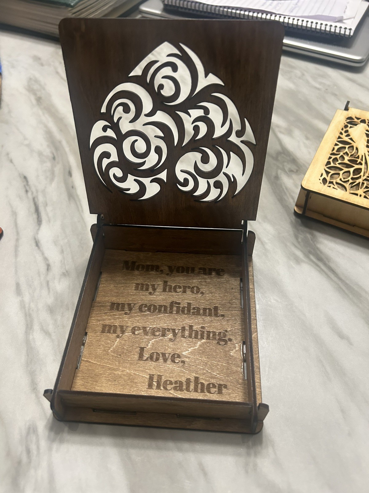 Personalized Wooden Keepsake Box Customized with Your own Message Heart Design